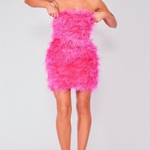 SOLD!!! Pink Bandeau Feather Bodycon Dress BRAND NEW